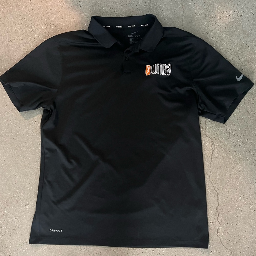 Nike Black Orange Polo Golf Shirt Mens Large WNBA Logo Caitlin Clark Dri Fit